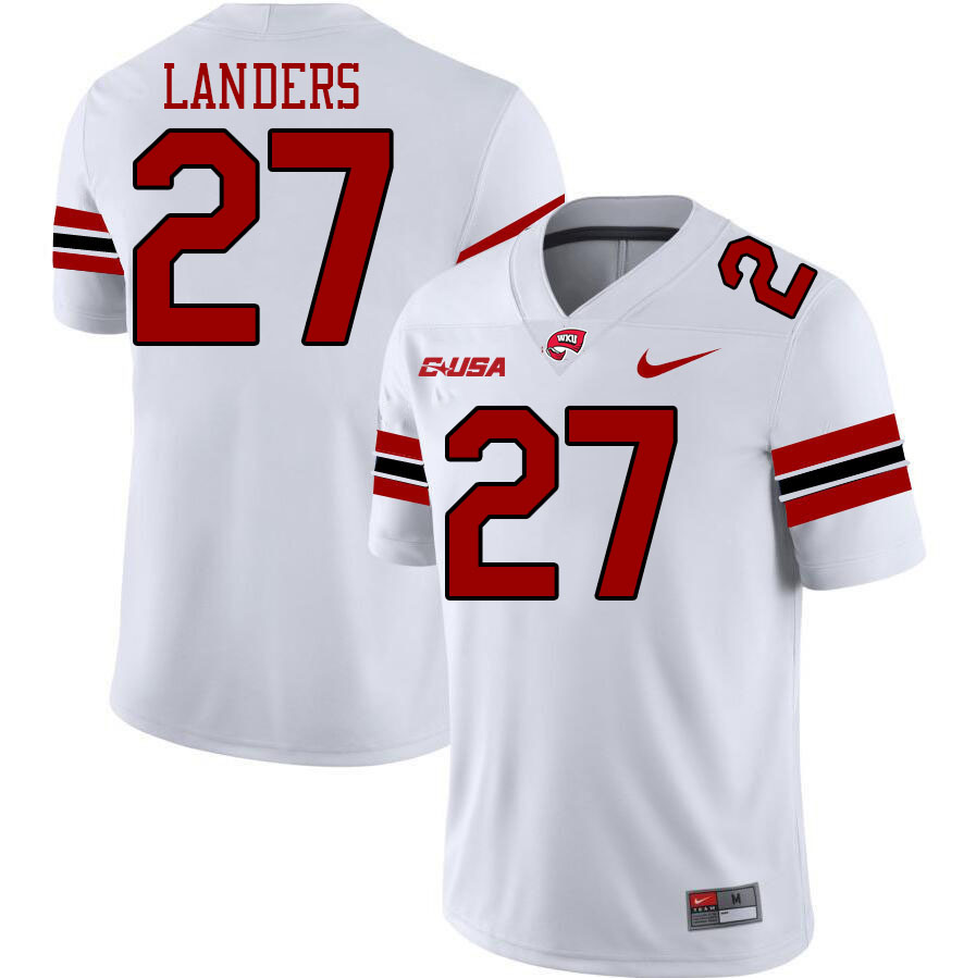 Western Kentucky Hilltoppers #27 Corey Landers College Football Jerseys Stitched Sale-White